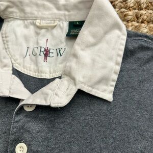 Vintage 90s JCrew Heather Gray Rugby Polo with White Collar (XL) Gray Solid